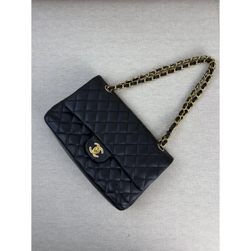 CHANEL Black Lambskin Classic Flap Medium GHW